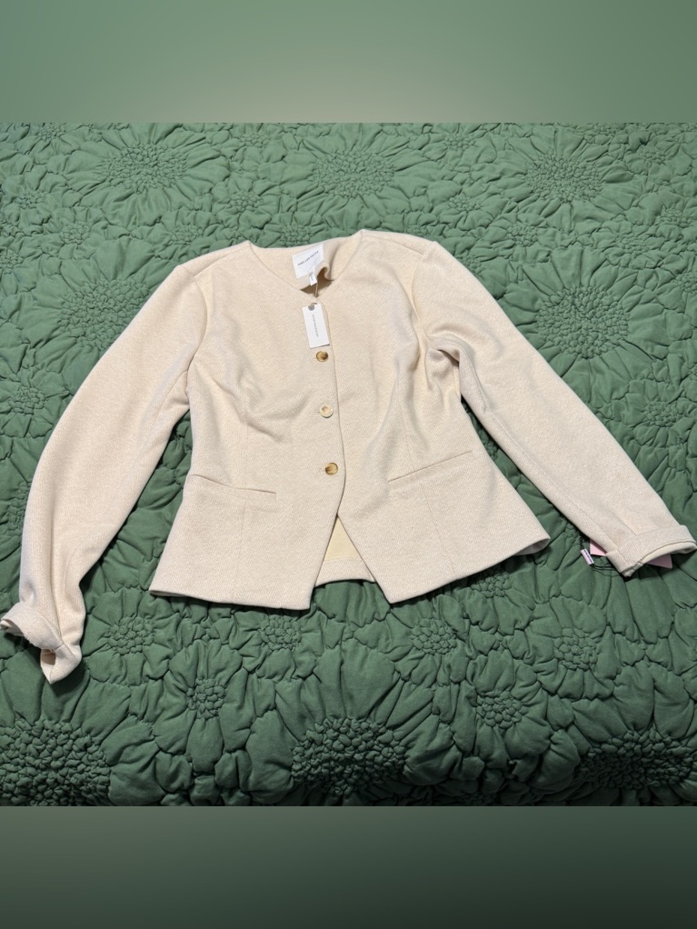✨ Anthropologie Collarless Knit Blazer Sz S - Picture 6 of 9